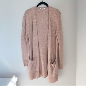 Women’s Madewell Pink Striped Open-front Cardigan